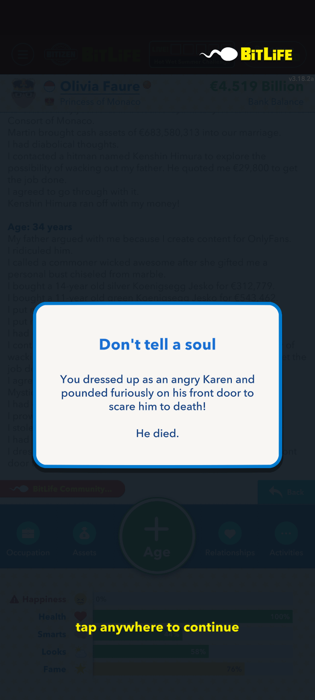 BitLife: Whats the secret of scaring to death? Find out here!